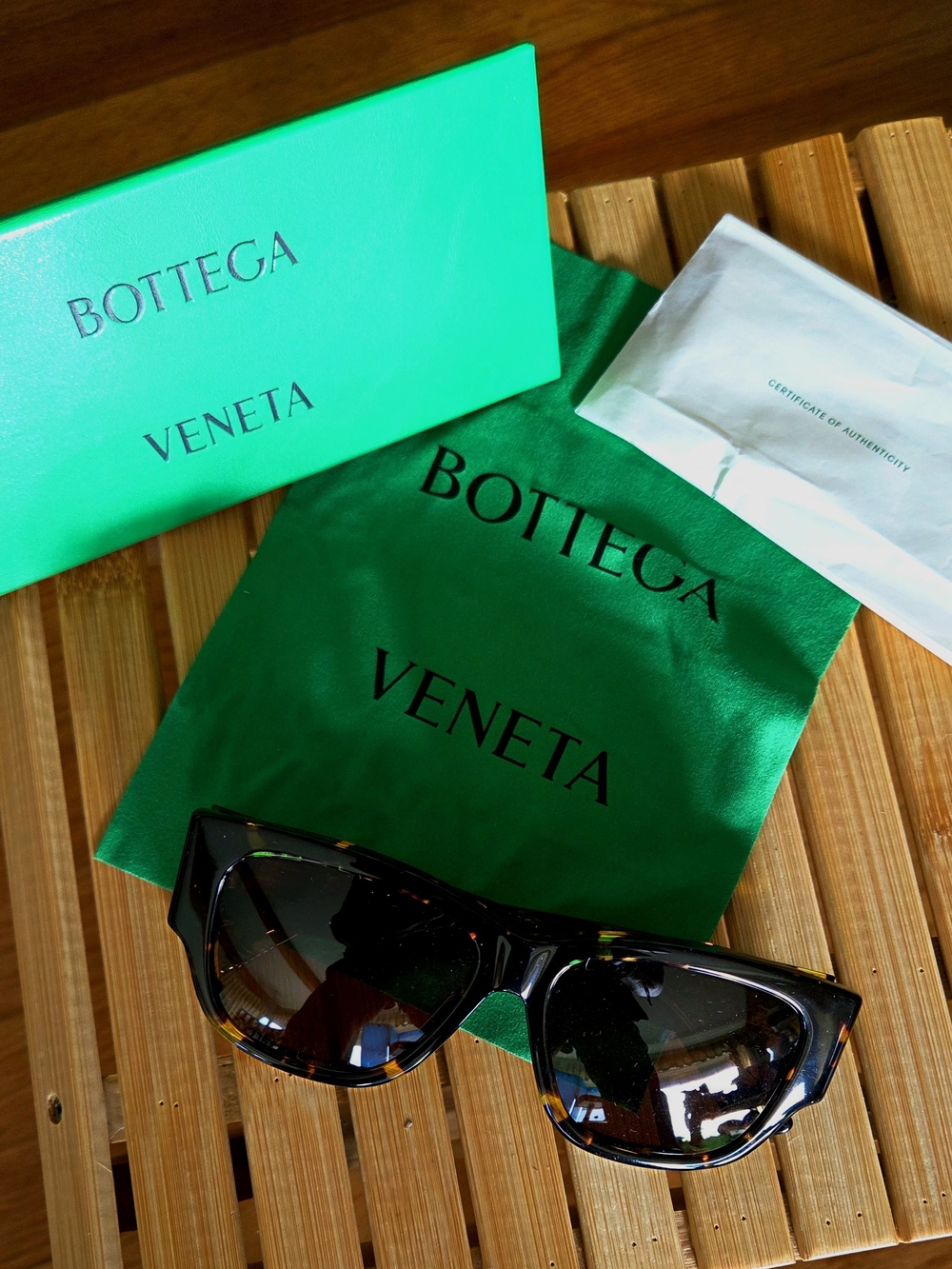 Bottega Veneta Black Tortoiseshell Sunglasses